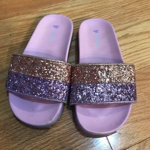 Child Size 8.  JCrew glitter slides